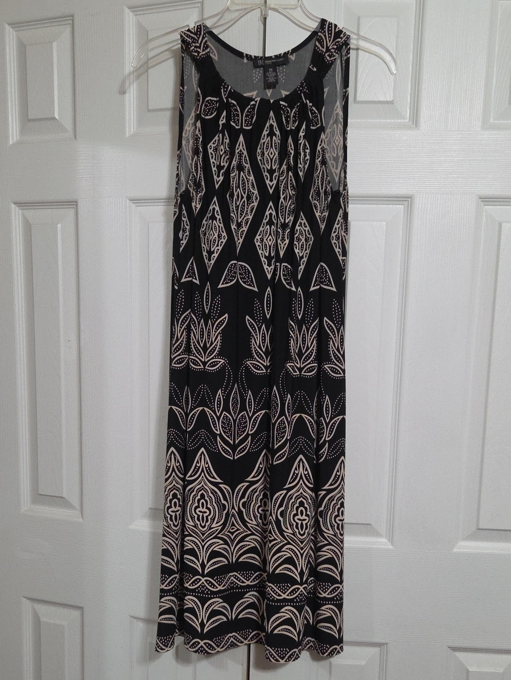 INC International Concepts Black & Cream Printed Midi Dress